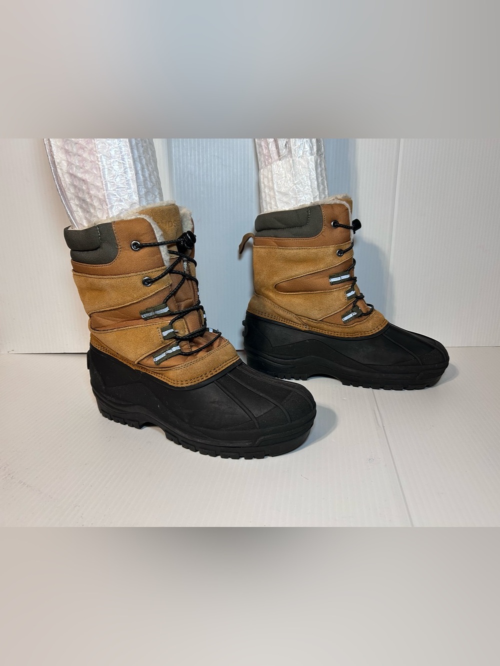 Lands End brown leather winter snow boots size 7 M